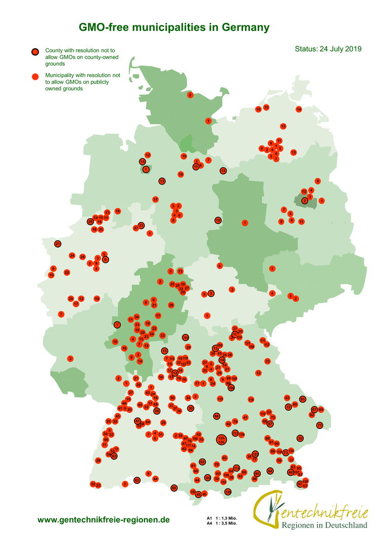 GMO-free municipalities in Germany. Foto: BUND