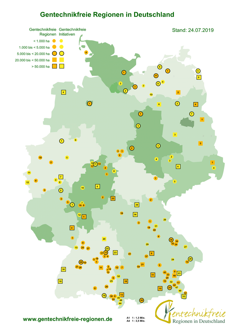 Karte der Gentechnikfreien Regionen in Deutschland. Foto: BUND